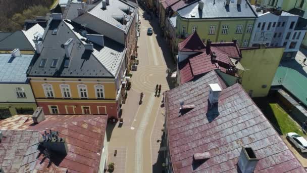 Street Market Square Sanok Aerial View Poland High Quality Footage — Stok video