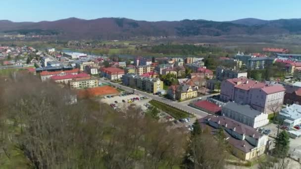 Beautiful Mountain Landscape Panorama Sanok Aerial View Poland High Quality — Stock Video