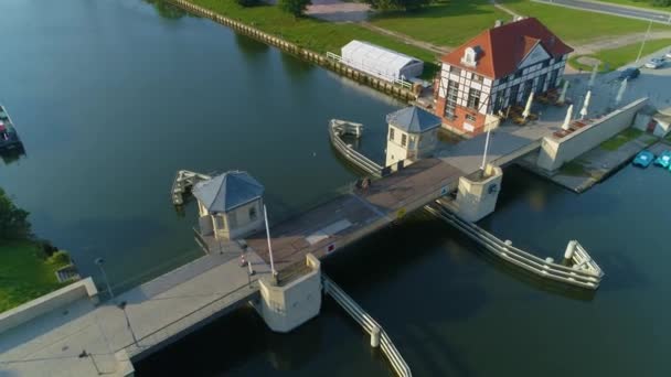Elblag Coast Bridge Most Wybrzeze Gdanskie Aerial View Poland High — Vídeos de Stock