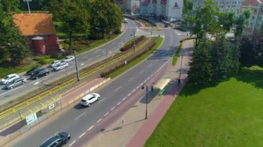 Causeway Grobla Swietego Jerzego Elblag Aerial View Poland. High quality 4k footage