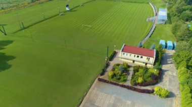 Football Field Elblag Boisko Aerial View Poland. High quality 4k footage