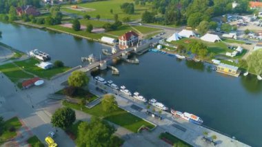 Elblag Coast Bridge Most Wybrzeze Gdanskie Aerial View Poland. High quality 4k footage