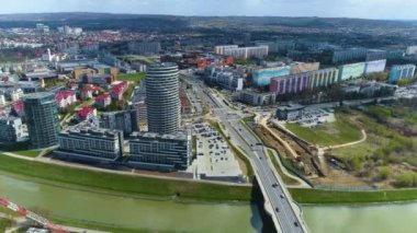 Timelapse Nehri Wislok Rzeszow Hava Görüntüsü Polonya. Yüksek kalite 4k görüntü