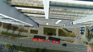 Top Down Skyscrapers Rzeszow Wiezowce Aerial View Poland. High quality 4k footage