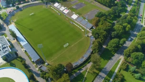 Olimpia Municipal Stadium Elblag Stadion Miejski Aerial View Poland High — 图库视频影像