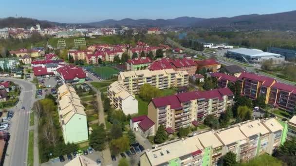 Appartementen Street Queen Bona Sanok Panorama Aerial View Polen Hoge — Stockvideo