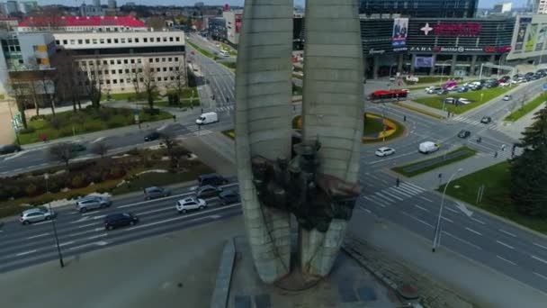 Monument Rzeszow Pomnik Czynu Rewolucyjnego Aerial View Poland High Quality — Stock video