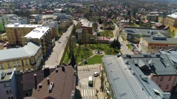 Old Square Freedom Sanok Plac Wolnosci Aerial View Poland High — Video