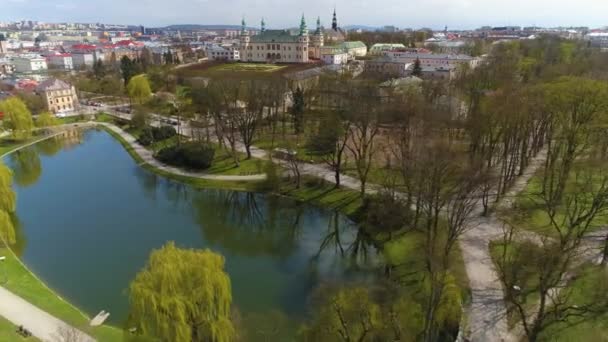 Park Miejski Kielce Aerial View Poland High Quality Footage — Vídeos de Stock