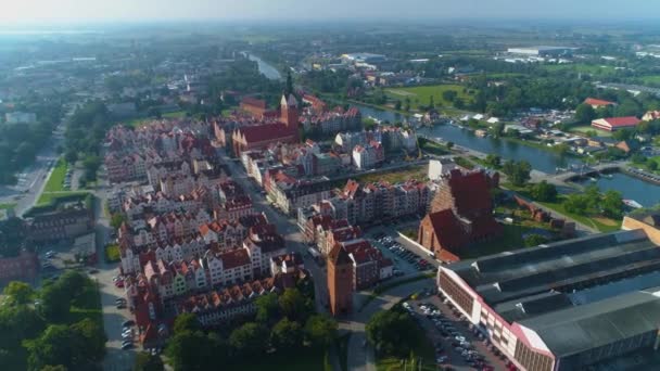 Panorama River Elblag Aerial View Poland High Quality Footage — Stockvideo