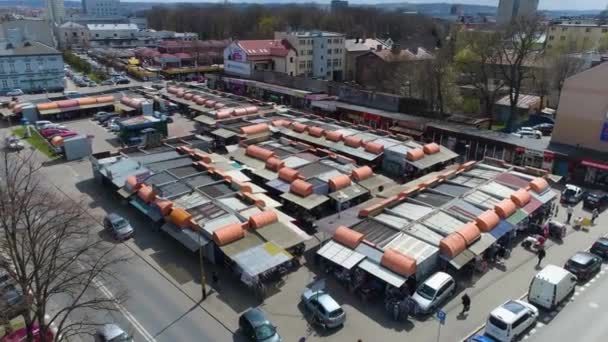 Market Freedom Square Rzeszow Rynek Aerial View Poland High Quality — Video