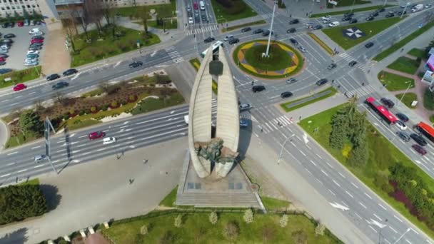 Monument Revolutionary Deed Rzeszow Pomnik Aerial View Poland High Quality — Video