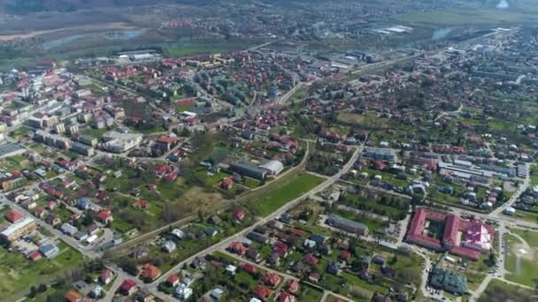 Beau Paysage Panorama Sanok Vue Aérienne Pologne Images Haute Qualité — Video