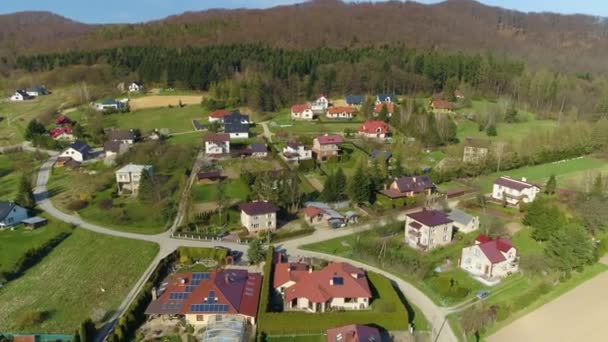 Magnifiques Maisons Montagne Panorama Sanok Vue Aérienne Pologne Images Haute — Video