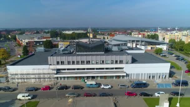 Hyperlapse Cinema Swiatowid Elblag Kino Aerial View Poland High Quality — Stockvideo