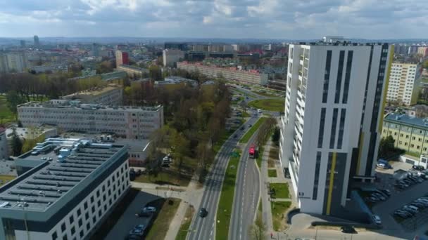 Panorama Rondo Rzeszow Pociag Aerial View Poland High Quality Footage — Stock video