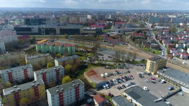 Hyperlapse Panorama Train Rzeszow Pociag Aerial View Poland High Quality — Video