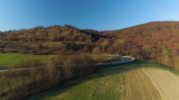 Beautiful Serpentine Mountains Sanok Bieszczady Aerial View Poland High Quality — Video