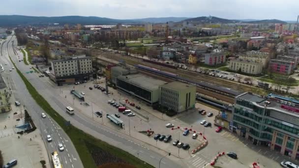 Railway Station Kielce Stacja Kolejowa Aerial View Poland High Quality — Stock Video