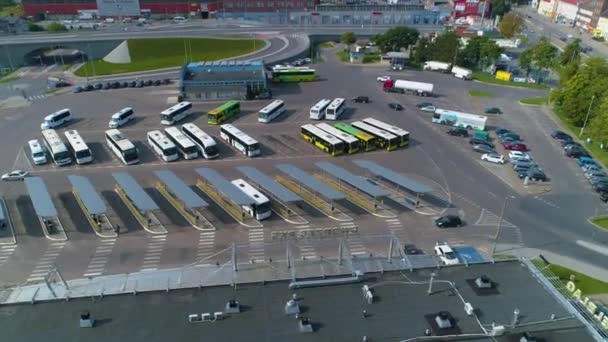 Bus Station Elblag Dworzec Autobusowy Aerial View Poland High Quality — Stock video