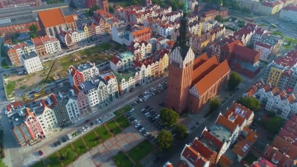 Elblag Coast Cathedral Bridge Wybrzeze Gdanskie Aerial View Poland High — Stockvideo