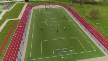 Sunny Hill Futbol Sahası Kielce Sloneczne Wzgorze Hava Görüntüsü Polonya. Yüksek kalite 4k görüntü