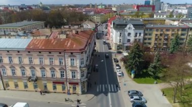 Sobieskiego Street Plac Wolnosci Rzeszow Aerial View Poland. High quality 4k footage