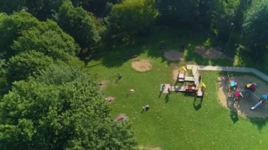 Park Kajki Playground Elblag Aerial View Poland. High quality 4k footage