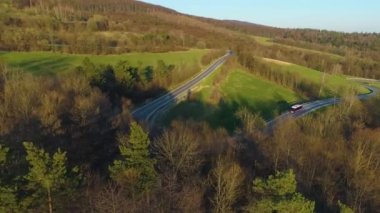 Güzel Yılan Dağları Sanok Bieszczady Hava Görüntüsü Polonya. Yüksek kalite 4k görüntü