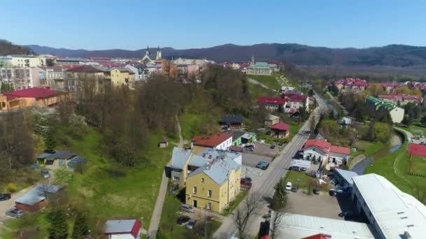Panorama Town Hall Hill Sanok Ratusz Aerial View Poland High — Stock video