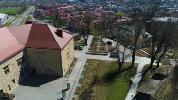 Königliches Burgmuseum Sanok Zamek Krolewski Luftaufnahme Polen Hochwertiges Filmmaterial — Stockvideo