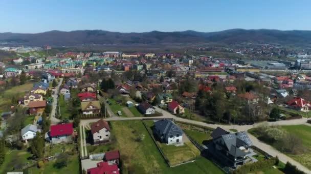 Beautiful Mountain Landscape Panorama Sanok Aerial View Poland High Quality — Stock video
