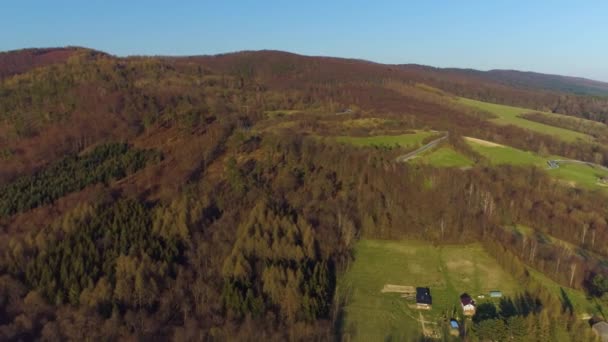 Magnifiques Montagnes Serpentine Sanok Bieszczady Vue Aérienne Pologne Images Haute — Video