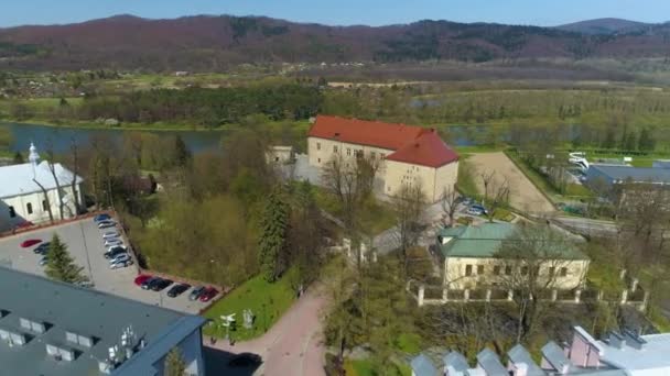Panorama San Royal Castle Sanok Zamek Krolewski Vista Aérea Polônia — Vídeo de Stock