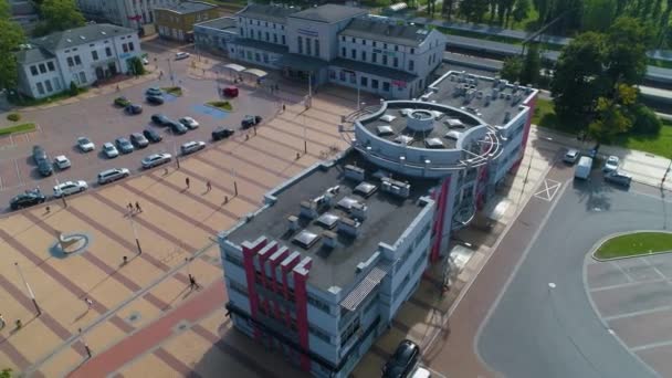 Vlakové Nádraží Elblag Dworzec Kolejowy Aerial View Polsko Vysoce Kvalitní — Stock video