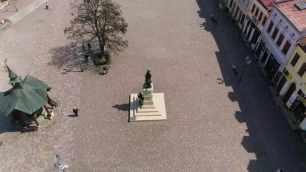 Памятник Костюшко Старый Город Rzeszow Pomnik Aerial View Poland Высококачественные — стоковое видео