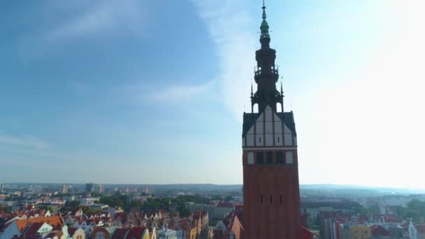 Cathedral Tower Elblag Wieza Katedry Aerial View Poland Кадри Високої — стокове відео