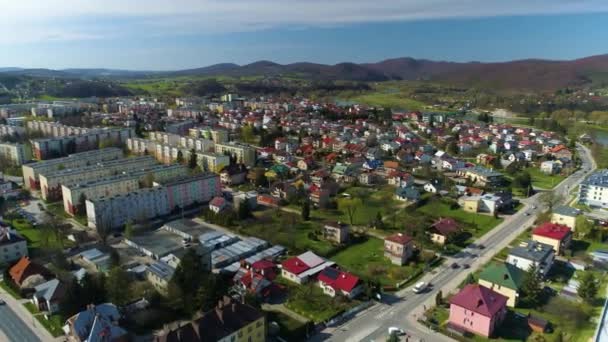 Beau Paysage Montagne Panorama Sanok Vue Aérienne Pologne Images Haute — Video