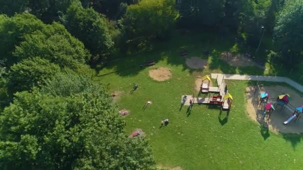 Park Kajki Playground Elblag Aerial View Poland High Quality Footage — Stockvideo