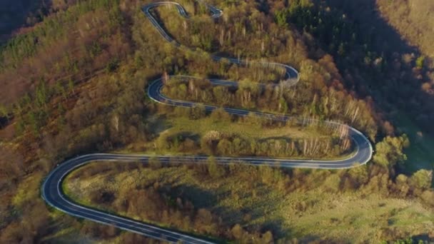 Schöne Serpentine Mountains Sanok Bieszczady Luftaufnahme Polen Hochwertiges Filmmaterial — Stockvideo