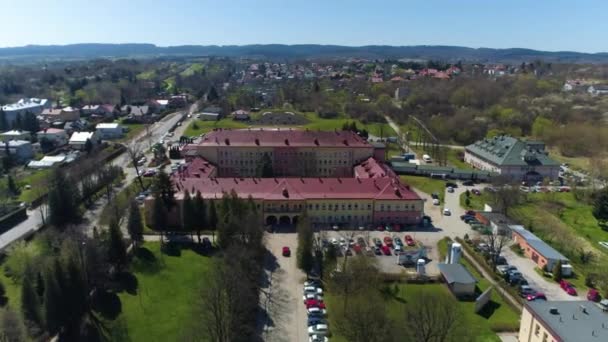 Fachkrankenhaus Sanok Szpital Luftaufnahme Polen Hochwertiges Filmmaterial — Stockvideo