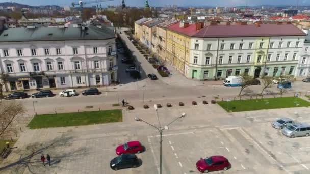 Adam Mickiewicz Street Kielce Aerial View Poland High Quality Footage — Stock video