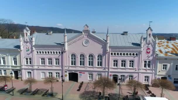 Centrum Market Sanok Rynek Ratusz Aerial View Poland High Quality — Video