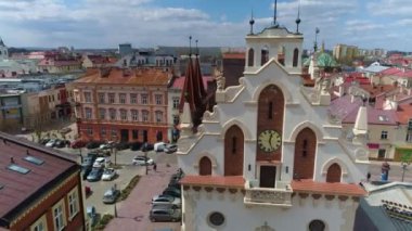 Old Town Hall Rzeszow Stare Miasto Ratusz Aerial View Poland. High quality 4k footage