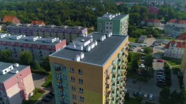 Çatı Gökdelenleri Elblag Hava Görüntüsü Polonya. Yüksek kalite 4k görüntü