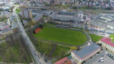Podhalanczyk Stadyumu Rzeszow Hava Görüntülü Polonya. Yüksek kalite 4k görüntü