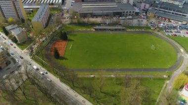 Podhalanczyk Stadyumu Rzeszow Hava Görüntülü Polonya. Yüksek kalite 4k görüntü