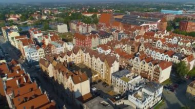 Old Market Square Elblag Stary Rynek Aerial View Poland. High quality 4k footage