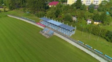 Futbol Sahası Elblag Boisko Havadan Polonya. Yüksek kalite 4k görüntü