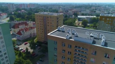 Roof Skyscrapers Elblag Aerial View Poland. High quality 4k footage